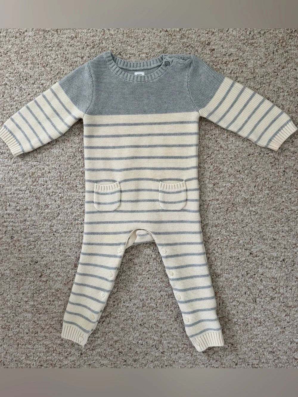 GAP Cream and Gray Striped Knit One-Piece